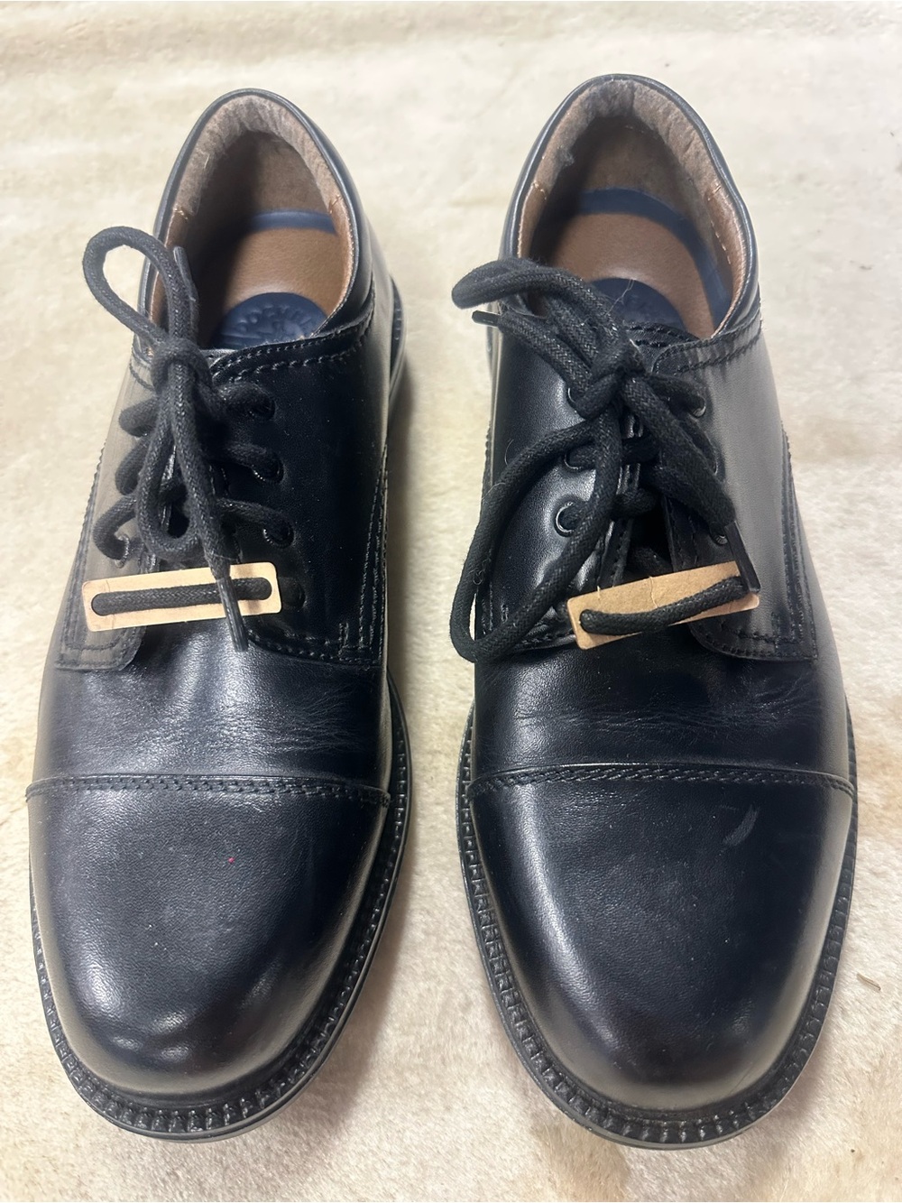 Dockers Black Leather Cap-Toe Derby Lace-Ups